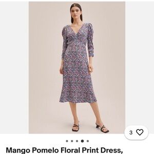 Mango Floral Midi Dress - Blue and Pink- plus size